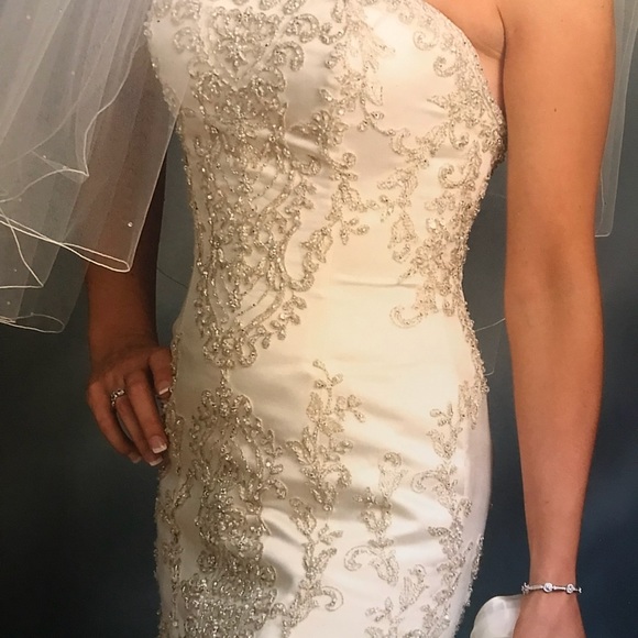 Waters Too Hand beaded, satin bridal gown - Picture 3 of 5